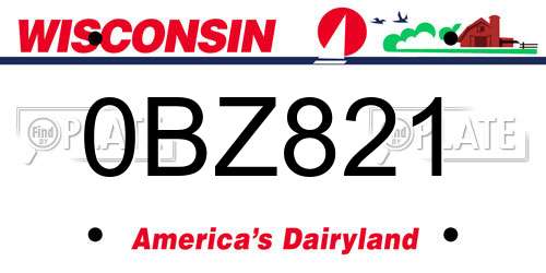 0BZ821 Wisconsin License Plate