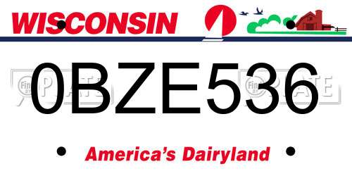 0BZE536 Wisconsin License Plate
