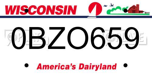 0BZO659 Wisconsin License Plate