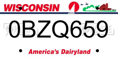 0BZQ659 Wisconsin License Plate