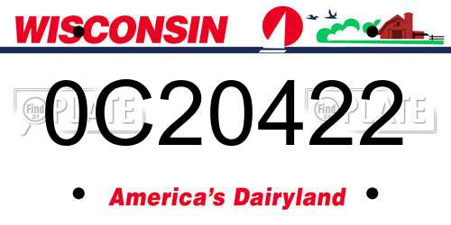 0C20422 Wisconsin License Plate