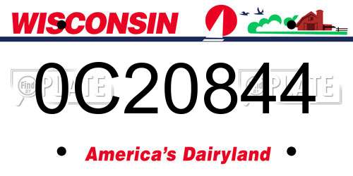 0C20844 Wisconsin License Plate