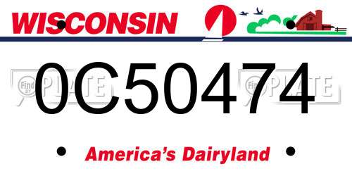 0C50474 Wisconsin License Plate