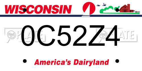 0C52Z4 Wisconsin License Plate