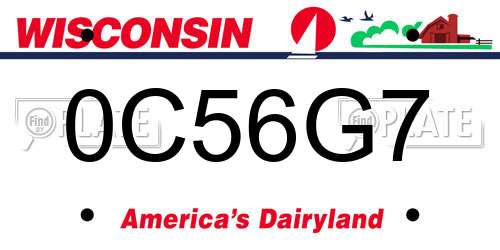 0C56G7 Wisconsin License Plate