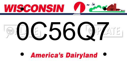 0C56Q7 Wisconsin License Plate