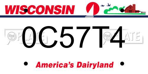 0C57T4 Wisconsin License Plate