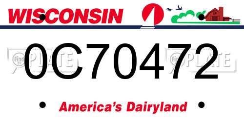 0C70472 Wisconsin License Plate