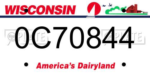 0C70844 Wisconsin License Plate