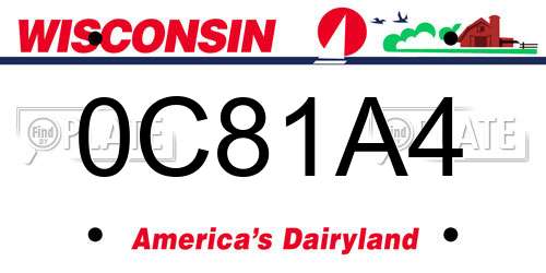0C81A4 Wisconsin License Plate