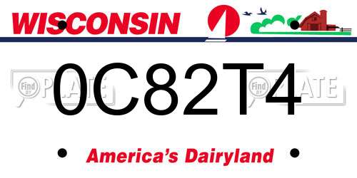 0C82T4 Wisconsin License Plate