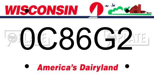 0C86G2 Wisconsin License Plate