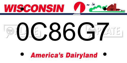 0C86G7 Wisconsin License Plate