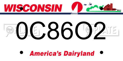 0C86O2 Wisconsin License Plate