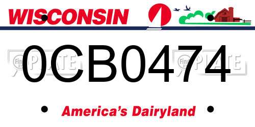 0CB0474 Wisconsin License Plate