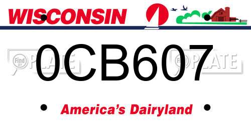 0CB607 Wisconsin License Plate