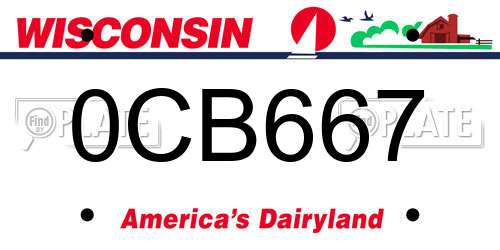 0CB667 Wisconsin License Plate
