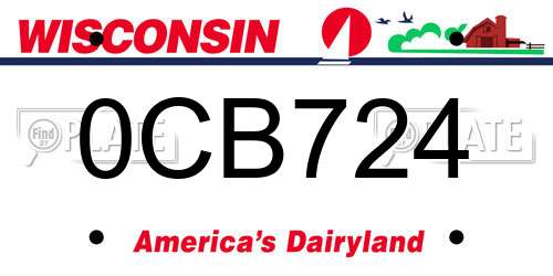 0CB724 Wisconsin License Plate