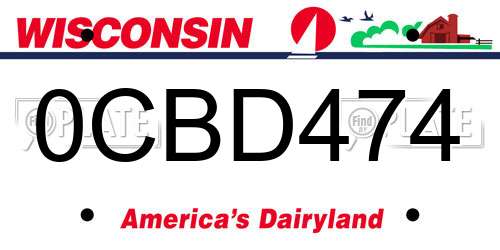 0CBD474 Wisconsin License Plate