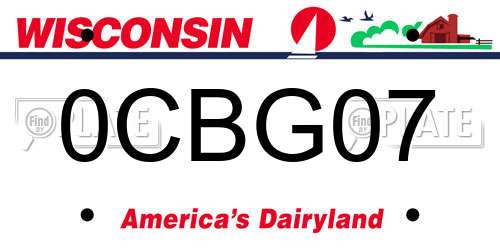 0CBG07 Wisconsin License Plate