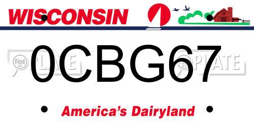 0CBG67 Wisconsin License Plate