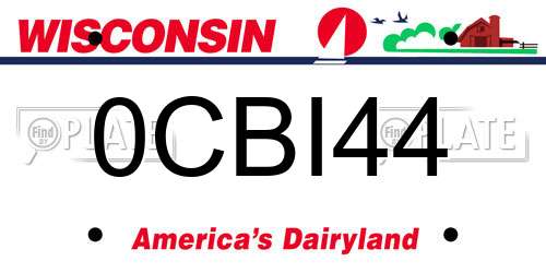 0CBI44 Wisconsin License Plate