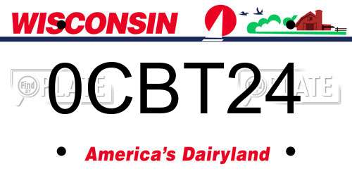 0CBT24 Wisconsin License Plate