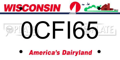 0CFI65 Wisconsin License Plate