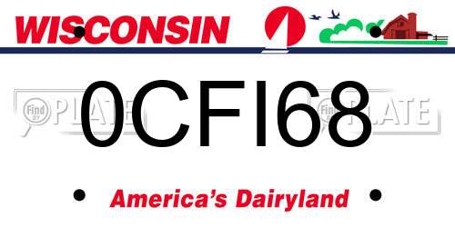 0CFI68 Wisconsin License Plate