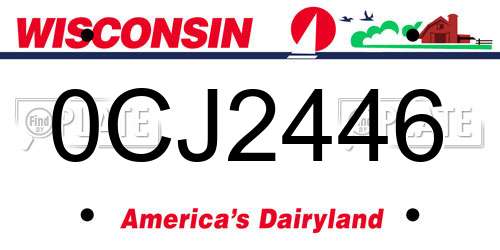0CJ2446 Wisconsin License Plate