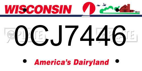 0CJ7446 Wisconsin License Plate