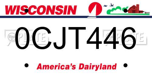 0CJT446 Wisconsin License Plate