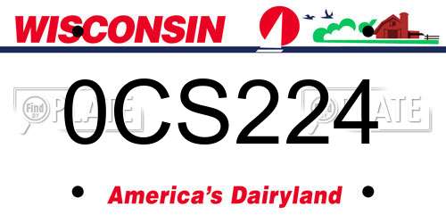 0CS224 Wisconsin License Plate