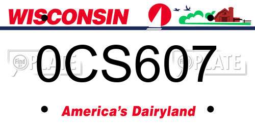 0CS607 Wisconsin License Plate