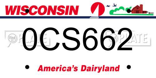 0CS662 Wisconsin License Plate