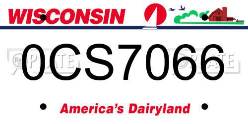 0CS7066 Wisconsin License Plate