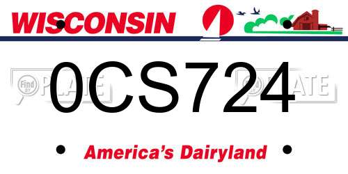 0CS724 Wisconsin License Plate