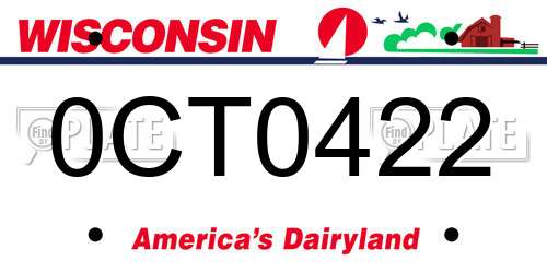 0CT0422 Wisconsin License Plate