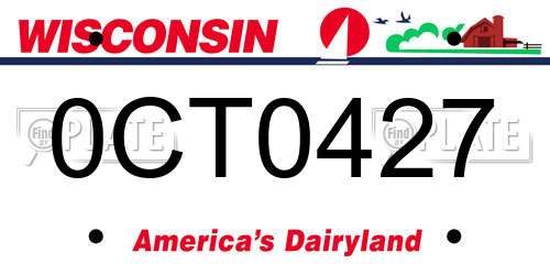 0CT0427 Wisconsin License Plate