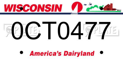 0CT0477 Wisconsin License Plate