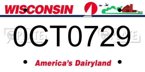 0CT0729 Wisconsin License Plate