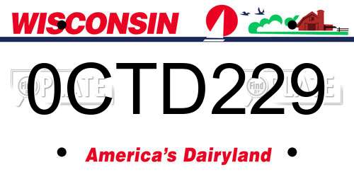 0CTD229 Wisconsin License Plate
