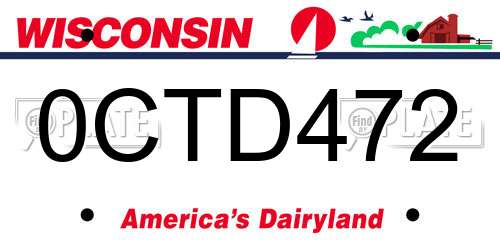 0CTD472 Wisconsin License Plate