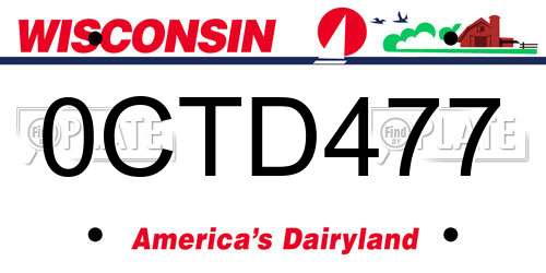 0CTD477 Wisconsin License Plate