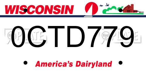 0CTD779 Wisconsin License Plate