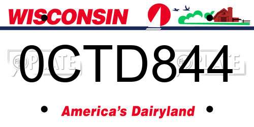 0CTD844 Wisconsin License Plate