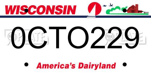 0CTO229 Wisconsin License Plate