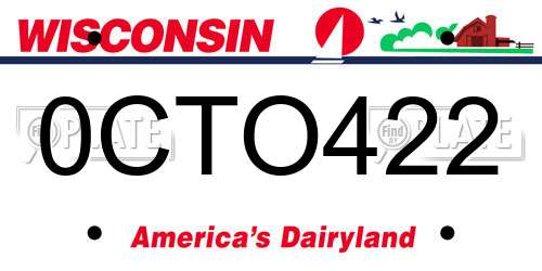 0CTO422 Wisconsin License Plate
