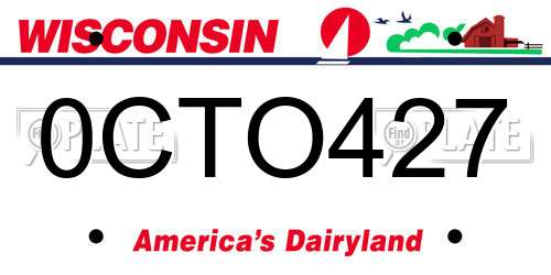 0CTO427 Wisconsin License Plate