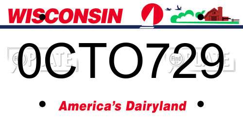 0CTO729 Wisconsin License Plate